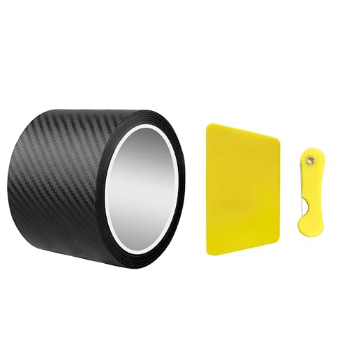 sunanday Vinyle en Fibre de Carbone 3D, Noir, 10m x 5 cm | adhésif imperméable pour voiture, décoration autocollante sans bulles, pour motos, voitures