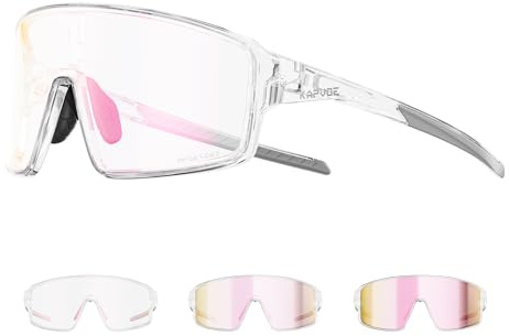 KAPVOE K473 Gafas de Ciclismo Fotocromáticas UV400 para Hombre y Mujer,Rosa