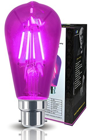 Ambient 4w Vintage LED Filament Purple Light Bulb B22 Clear Glass ST58