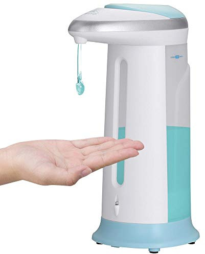 BAKAJI Dispenser Sapone Automatico Erogatore Dosatore per Gel e Sapone Liquido con Sensore a Infrarossi in ABS Bianco per Bagno e Cucina capacità 330 ml Dimensioni 14 x 8 x 20 cm