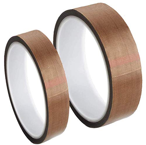 2 Stück teflonband, ptfe hitzebeständiges klebeband, Hochtemperaturband, 2 Größen Dicke 0,13 mm, Länge 10 m, Hitzebeständig bis 260°C, Selbstklebend, für Vakuumierer