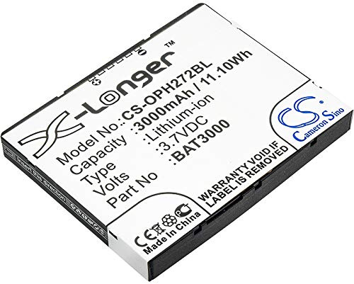 TECHTEK Batteri 3000mAh kompatibel med [Opticon] H-27, H-27 1D, 2D ersätter BAT3000, T65114B00028