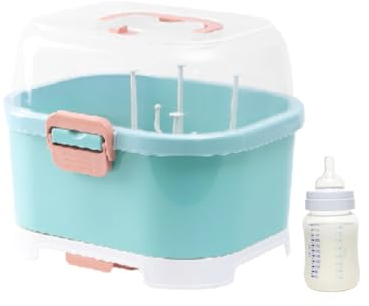 Wäscheständer für Babyflaschen, Trockenständer Babyflaschen, Flaschenhalter für Babyflaschen mit Deckel, 24×29,5×26cm, Flaschenhalter Kunststoff, für Babys Und Kleinkinder Für Den Heimgebrauch(Grün)