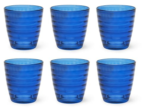 Excelsa Porto Cervo Lot de 6 verres à eau, bleu, verre, capacité 270 ml.