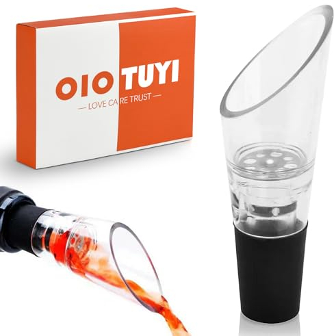 OioTuyi Decanteur Aérateur à Vin avec Bec Verseur, Set de 2, Aérateur de Vin Premium, Compatible Huile d'Olive et Alcool, Cadeau Parfait pour Amateurs de Vin
