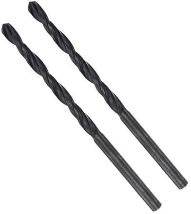 CoCud Twist Drill Bits, 3.2mm Cutting Diameter 0.13 Shank, High-Speed Steel Black Oxide Coating Jobber Bit Set (Applications: for Metal Wood Plastic), 2-Pieces