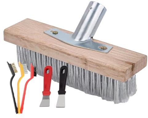 Patio Broom - Hard Bristle Broom, Outdoor Cleaning Brush Broom | Heavy Duty Steel Broom for Cleaning, Metal Broom with Socket for Wooden Handle, Garden Broom for Patio, Stone, Concrete