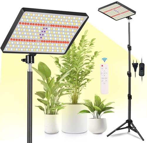 MICCYE Lampe de Plante avec Trépied 286 LEDs Horticole LED Dimmable Minuterie 4/8/12H Spectre Complet avec UV-IR Lampe de Culture pour Germination Croissance Floraison