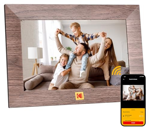 KODAK Cadre Photo Numérique WiFi 8 Pouces,Cadre Photo Electronique avec 32Go de Mémoire, Écran Tactile HD 1280x800 IPS pour Partager Photos et Vidéos, Support Multilingue, Rotation Automatique