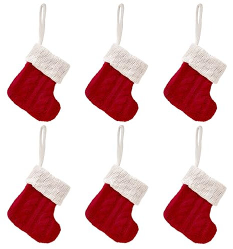 Golgner 6 Pcs Gestrickte Weihnachtsstrümpfe, Mini Nikolausstrumpf, Personalisierte Christmas Stockings, Nikolausstiefel zum Befüllen und Aufhängen, für Kamin Weihnachtsbaum Weihnachten Deko