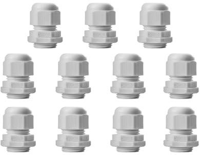 Pack of 11 Cable Glands M20, IP68 Waterproof Cable Grommet, Cable Glands for Outdoor Garden Control Box, Junction Box, Plastic Nylon Cable Grommet, White