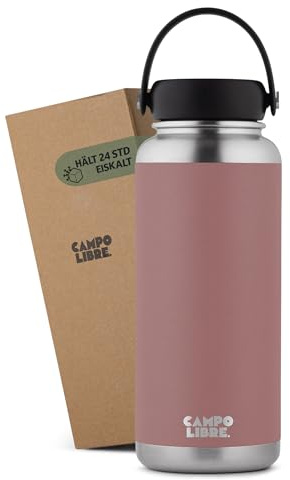 Campo Libre.® Umberto | Premium termoskanna i rostfritt stål 1 l | 12 timmar varm/iskallt | termosflaska | isolerad vattenflaska | läckagesäker | lämplig för kolsyra | diskmaskinssäker
