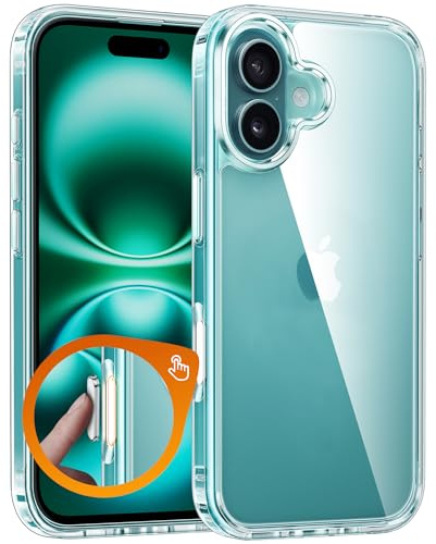 FNTCASE Custodia per iPhone 16 Plus, custodia militare trasparente con controllo della fotocamera, resistente agli urti, anti-ingiallimento, 6,7 pollici (controllo della fotocamera)