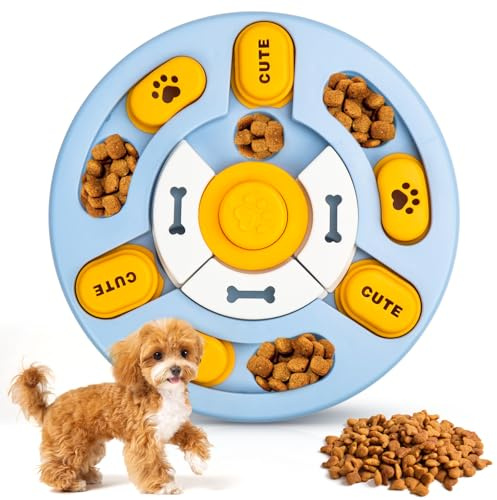 QGGTQG Puzzle pour chien - Gamelle intelligente - Distributeur de nourriture - Puzzle - Jouet éducatif - Pour l'entraînement lent - Enrichissement de l'intelligence pour chiots et chats - Bleu