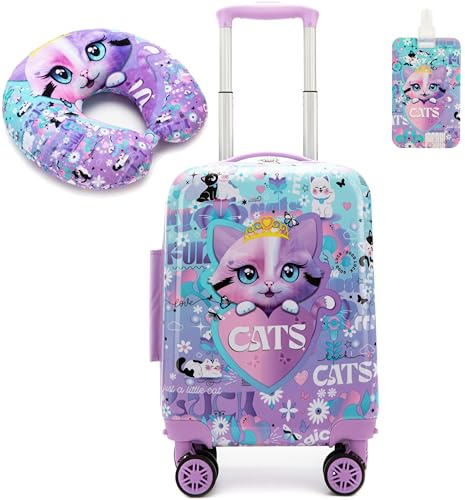 HTgroce 2pcs Set di Valigie per Bambina, Trolly con 4 Ruote Valigia per Bambini da Viaggio