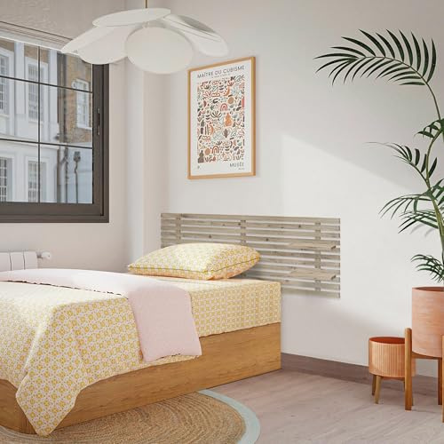 DHOME Testiera in Legno Riciclato DM con Ripiani Stile Pallet Comodino Mensole Stile Giapponese Letto Nordico Ferramenta Inclusa (Rovere, Lit 95cm)
