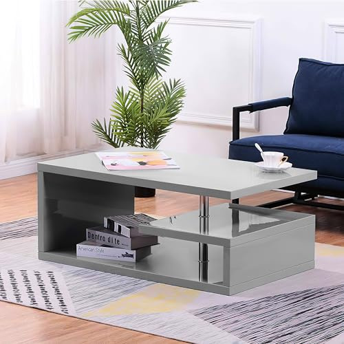 Comfy Living Abstract High Gloss LED Coffee Table 5 Colour Options (Grey)