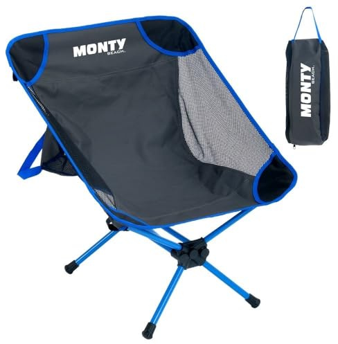 LOLAhome Silla Camping Playa, Plegable y Desmontable, Estructura Acero Pintura Epoxi anticorrosión y Tejido Oxford 600 D Azul, con Bolsa de Transporte pequeñas Dimensiones