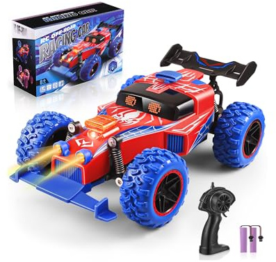 Kssvzz Spider Macchina Telecomandata, 1:18 Monster Truck Telecomandato mit 2 Batterien,2,4-GHz Auto Radiocomandata con Luci a Led,Regalo per Bambini e Bambine 4-9 Anni,Giocattoli per Natale