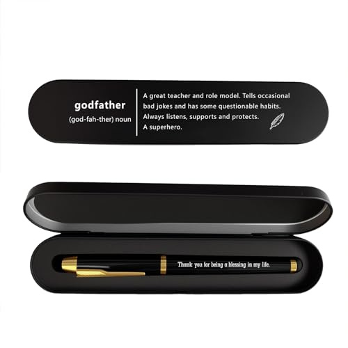 iyaone Godfather Gift - Personalized Engraved Pen | Unique Thank You Gifts for Godfather from Godson or Goddaughter, Father Figure Mentor Birthday Christmas