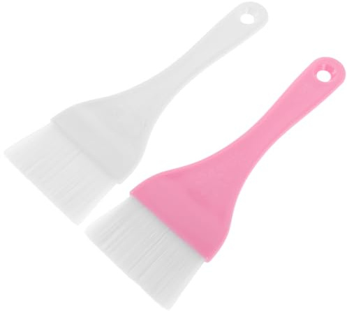 ULTECHNOVO Set de 2 Brochas para Cuerpo y Maquillaje Cerdas de Nylon y Cuerpo de Plástico, Uso Versátil para Aplicación Uniforme de Mascarillas y Loción Corporal en Colores Blanco y Rosa