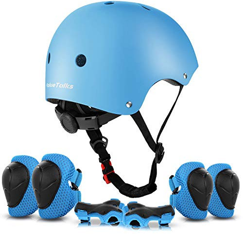 ValueTalks Schonerset Kinder Protektoren schützer inliner Schutzausrüstung Kinder Knieschoner Set mit Helm für Skateboard Fahrrad rollschuh