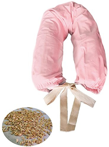 Vetrina del Benessere MORBIDOSO -Rosa- Cuscino per Allattamento Neonato e Sostegno Supporto Gravidanza con Pula di Farro, Completo di Fodera in Cotone, 140 cm.