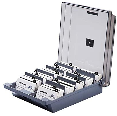Catekro Business Card Holder Business Card Index Business Card Files Box Storage Box Magnetic Card Classification A-Z Index Four Compartment (1000 cards)