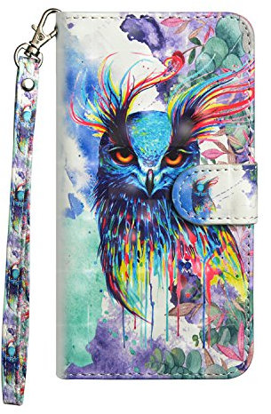 Thoankj Samsung Galaxy A51 Phone Case Shockproof 3D Soft PU Leather Flip Wallet Cases with Magnetic Stand Card Holder Slot Folio TPU Bumper Protective Notebook Cover for Samsung Galaxy A51 Owl