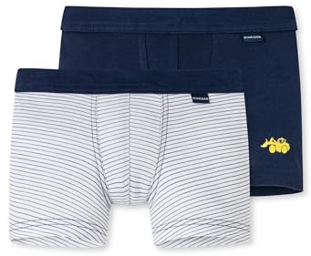 Schiesser Boys' 2 Pack Shorts with Soft Cuffs, Underwear, Fine Rib, 100% Organic Cotton, Size 92 to 140