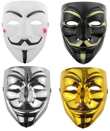 Udekit Hacker Maschera V per Vendetta Anonymous Maschera per Costume di Halloween Accessori Cosplay Partito per Puntelli