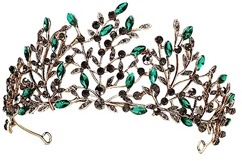 Vintage Gothic Tiara Krone Damen Kristall Blätter Metall Tiara Krone für Geburtstag Party Quinceanera Parade Halloween Kristall