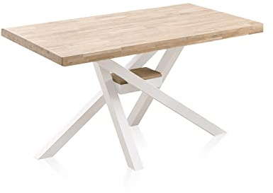 Xena, Mesa Fija de Comedor, Mesa para Salon, Acabado en Roble y Blanco, Medidas: 140 cm (Largo) x 80 cm (Ancho) x 76 cm (Alto)