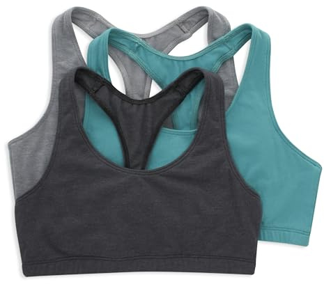 Hanes Bralette Pack, 3-Pack, Low Impact Sports Bras, Racerback Workout Top, Moisture-Wicking, Solid Or Assorted Sujetador Mujer (Pack de 3)