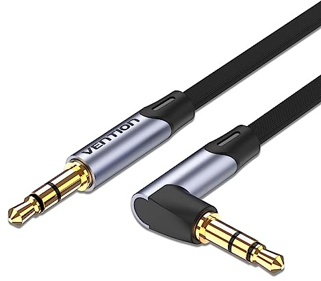 VENTION 3m 90 Degree Audio Cable - Flat TRS Cord, 3.5mm to 3.5mm Stereo Jack to Jack Cable for Headset, Car Speaker, Soundbar, PC, Laptop and More