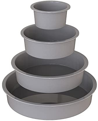 KEYFIVE Silikon Backform Rund, 4 Stück Silikonbackformen Set, Antihaft Kuchenform Rund Silikon, Silikonbackform für Schichtkuchen, Käsekuchen, Regenbogenkuchen(9+14+19+24 cm)