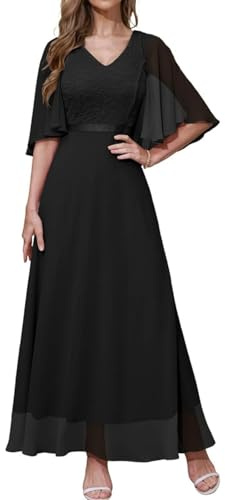 DRESSTELLS Señoras Formal Vestidos de Cóctel para Vestido de Novia Negro Largo Rockabilly Vestidos Negro XL