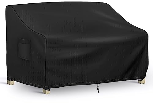 Richwon Patio Loveseat Cover Waterproof, 2-Seater Outdoor loveseat Cover, Patio Furniture Covers with Air Vent and Handles, 54W x 37D x 35H Inches, Black