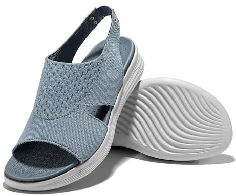 JOMIX Sandales Femme été Sandales Sport Femme Chaussures de Randonnée Femme Confortable pour Extérieur (Bleu, 36)