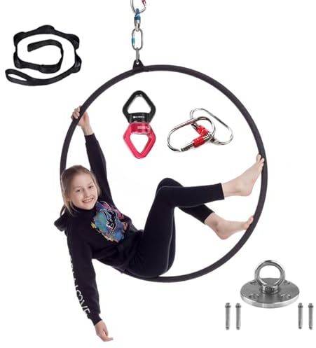 Aerial Hoop Yoga Aerial Hoop Rigging Kit, 80 85 90 95 100 cm Lyra Hoop mit Rigging-Hardware, Single Point Aerial Hoop aus Edelstahl für Tanzstudio/Akrobatikaufführung/Zirkus, Tragfähigkeit 300kg ( Col
