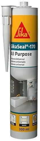 SIKA - Scellant silicone universel - SikaSeal-170, blanc - Parfait pour salles de bains et cuisines - Anti-moisissure - Imperméable - Résistant aux UV - Idéal pour les joints sur carrelage et verre