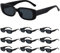 Spetsbst 10 Stück Vintage Sonnenbrille Damen Schwarz, Sonnenbrille Schmal Rechteckig 90er Trendy Sonnenbrillen Set Sun Glasseswomen Rave Brille Damen