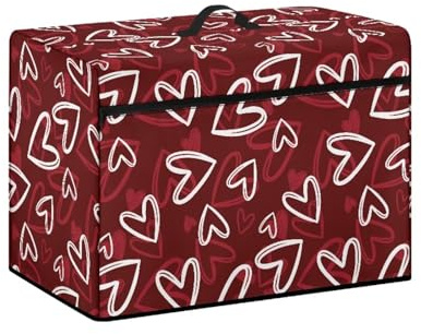 UNICEU Love Heart Print Sewing Machine Cover with Pockets Washable Easy Storage Dust Protection Easy Cleaning Dust Covers Portable for Most Standard Home Sewing Machines