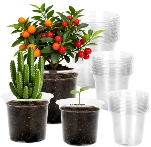 KINGLAKE Pots de Fleurs en Plastique, Pot pour Semis, 10/12.7/16.5 cm, 15 Pcs Godet de Culture Rempotage, Godet Repiquage Plantation Transparent, pour Semis, Orchidées, Graines- Tailles Mixtes
