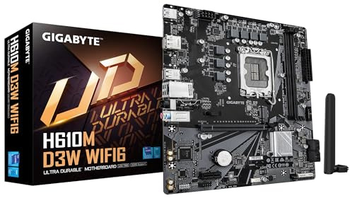 GIGABYTE H610M D3W WIFI6 Motherboard - Supports 14th Gen. Intel Core CPUs, 5+1+1 phases VRM, up to 5600MHz DDR4, 1xPCIe 3.0 M.2, Wi-Fi 6, 1GbE LAN, USB 3.2 Gen 1