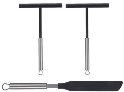 Sosoport Set da 3 spatole per crêpe in acciaio inox con raschietto ergonomico, strumento per spalmare e distribuire impasti, accessori per cucina domestica, ristoranti e pancakerie