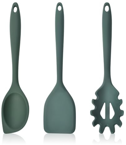 3 Pezzi Set di Utensili da Cucina in Silicone, Cucchiaio Antiaderente, Resistente al Calore, Cucchiai per Mescolare per Cucinare, Cuocere, Mescolare, Servire