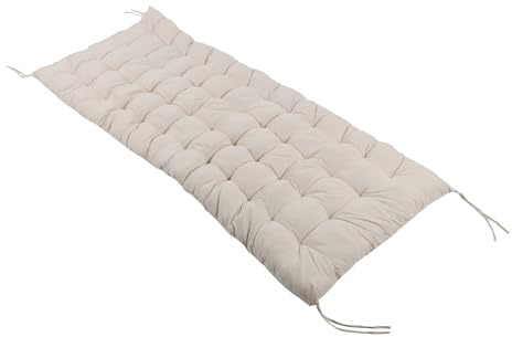 Relaxdays Cuscino Imbottito Trapuntato per Panca e Pallet, 180x70 cm, con Lacci, da Esterno, Beige