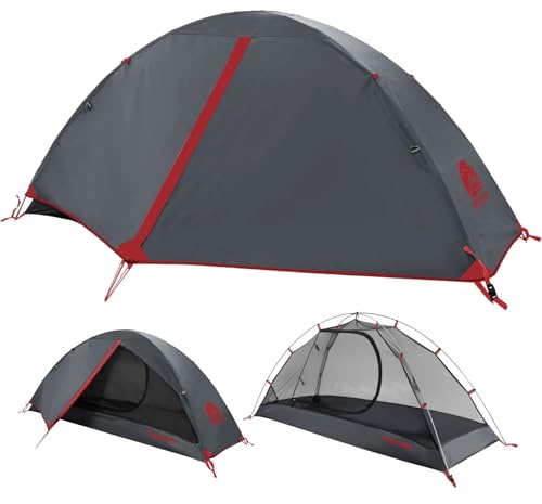 Tente de Camping Léger 1-4 Personnes, Imperméable 3 Saisons pour Randonnée | Montage Facile, Compacte, Légère, Imperméable, pour Trekking Randonnée, Montagne, Voyage, 1-4 Personnes