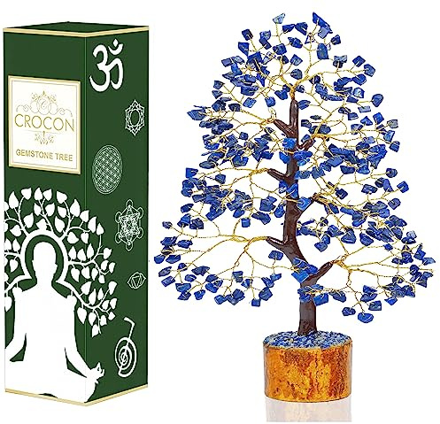 Lapis Lazuli Crystal Chakra Tree of Life Blue Spiritual Healing Meditation Gift Bonsai Tree for Home & Room Decor Crystal Gift for Women Mum Birthday Gifts for Women Men Housewarming Present